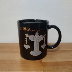Vintage Libra horoscope coffee mug gold details